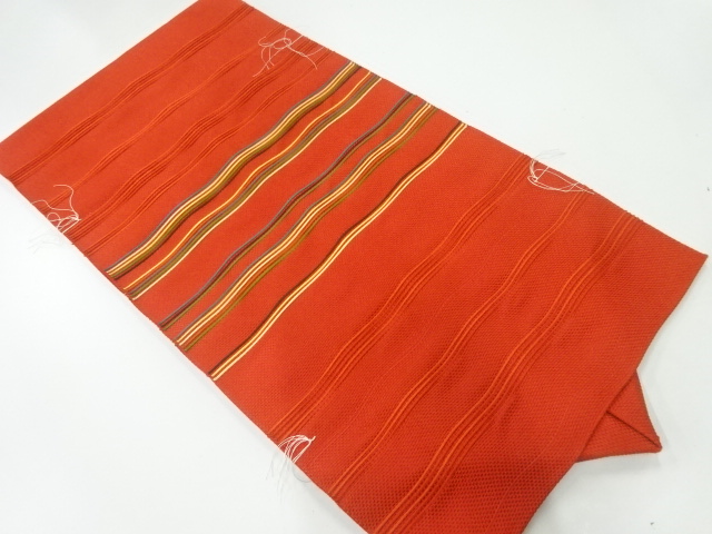 JAPANESE NAGOYA OBI / UNUSED / WOVEN WAVY STRIPE